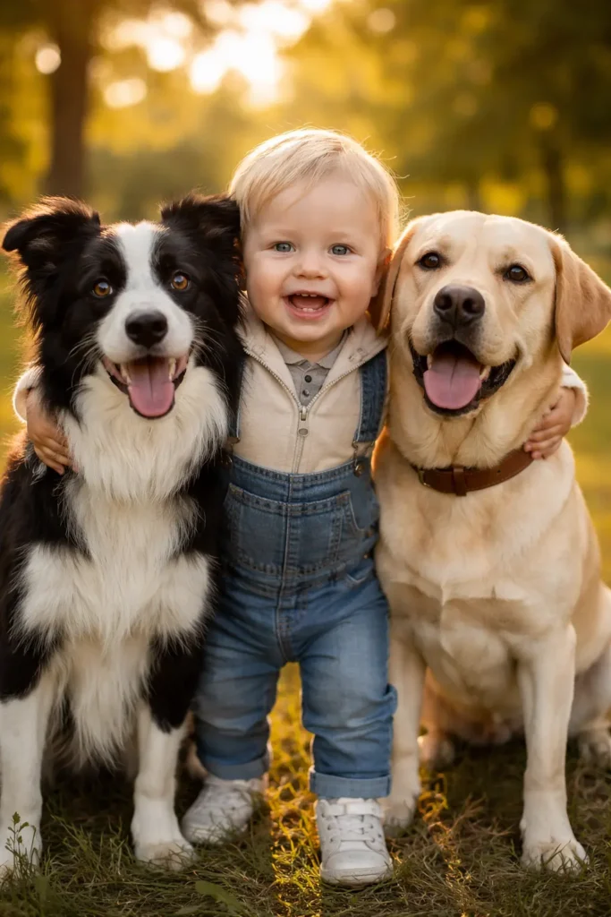 border collie mit kind