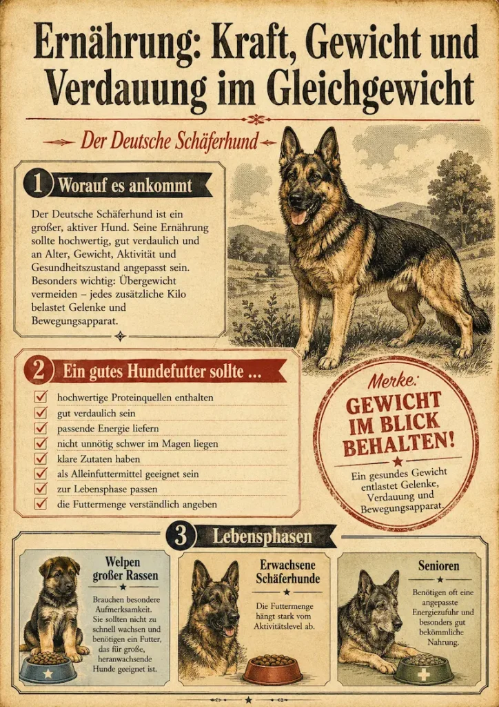 Hundefutter für Deutsche Schäferhunde: Worauf es bei Gewicht, Verdauung und Lebensphase ankommt