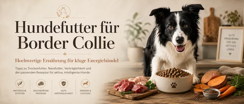 Border Collie mit hochwertigem Hundefutter und natürlichen Zutaten