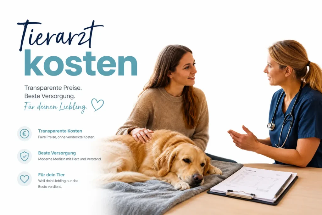 Hundehalterin spricht mit einem Tierarzt über Tierarztkosten beim Hund und mögliche Absicherung.